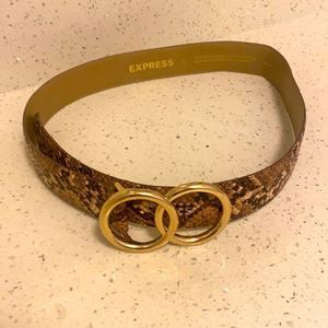 Women’s snake skin and gold hardware double circle press belt NWOT